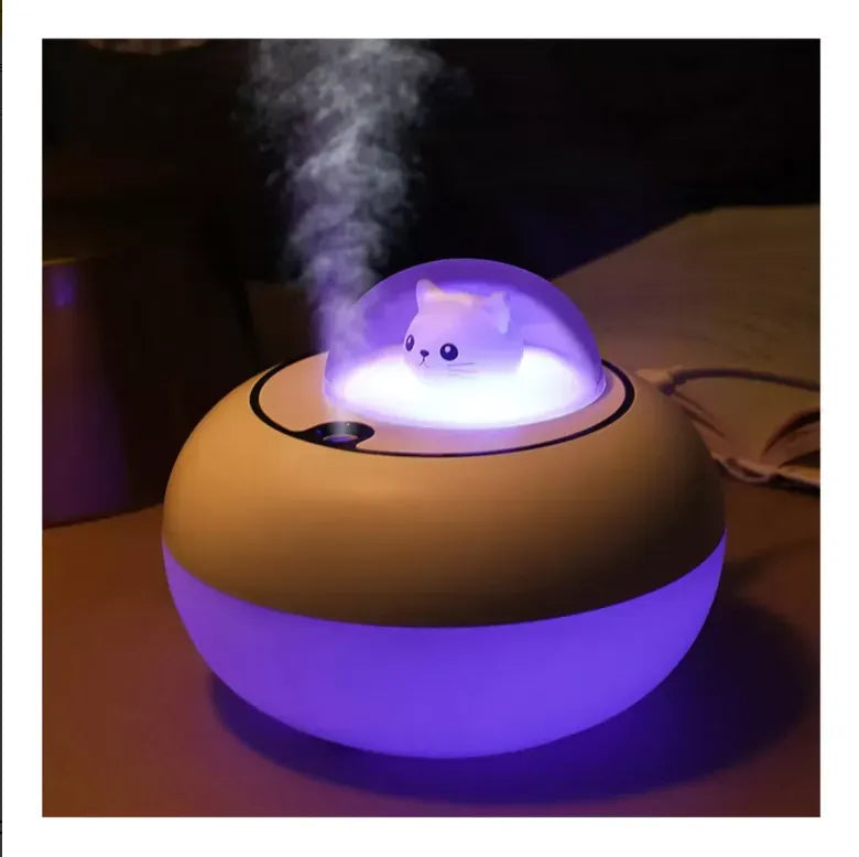 Difusor Humidificador Gato Nave Luces + Esencia