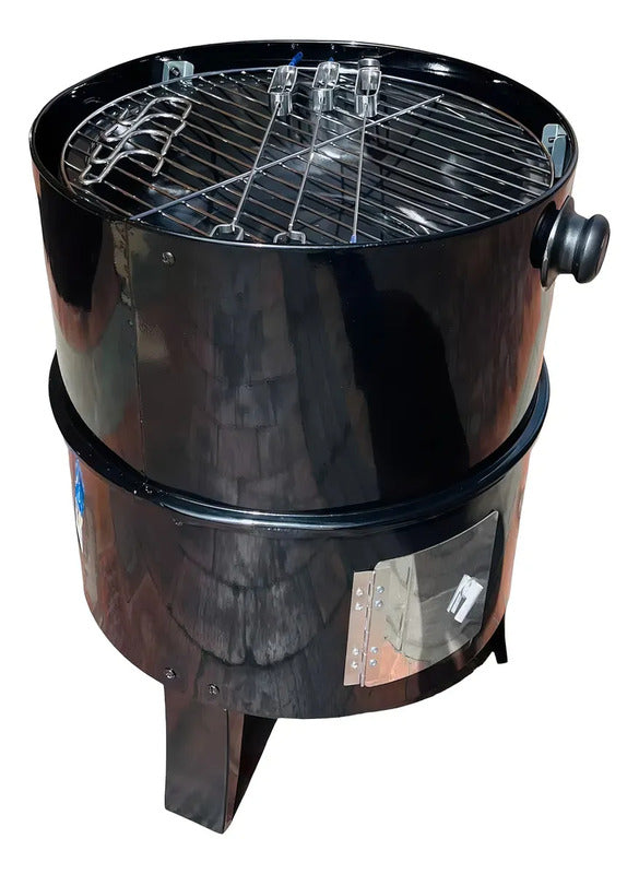 Barril Asador Y Ahumador Para Aire Libre Portátil 3 En 1 Color Negro