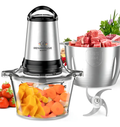 Picatodo Electrico Doble Bowl Cuchillas 400w 3lt Color Plateado