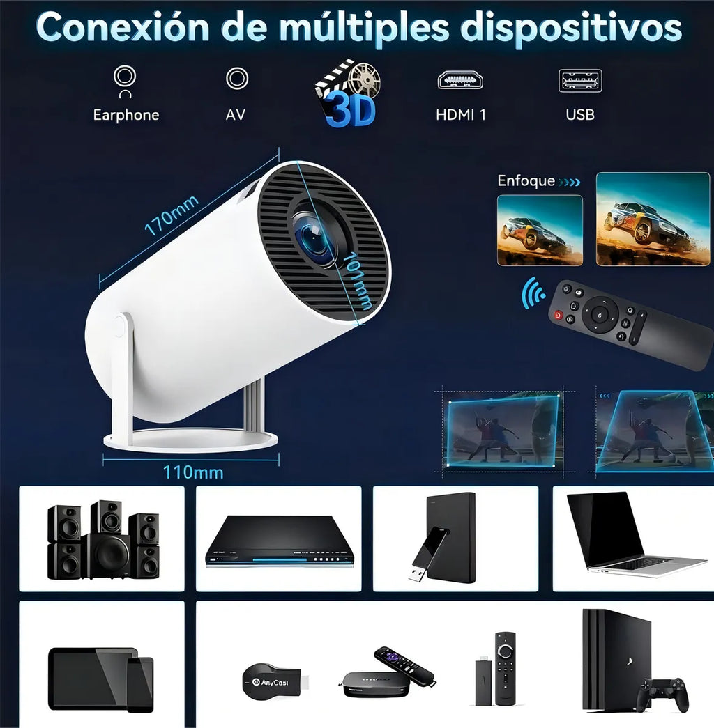 Proyector zebbris Smart Para Cine En Casa Hy300 1080hd Android 11 Co