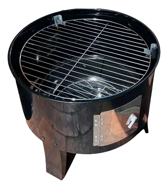 Barril Asador Y Ahumador Para Aire Libre Portátil 3 En 1 Color Negro