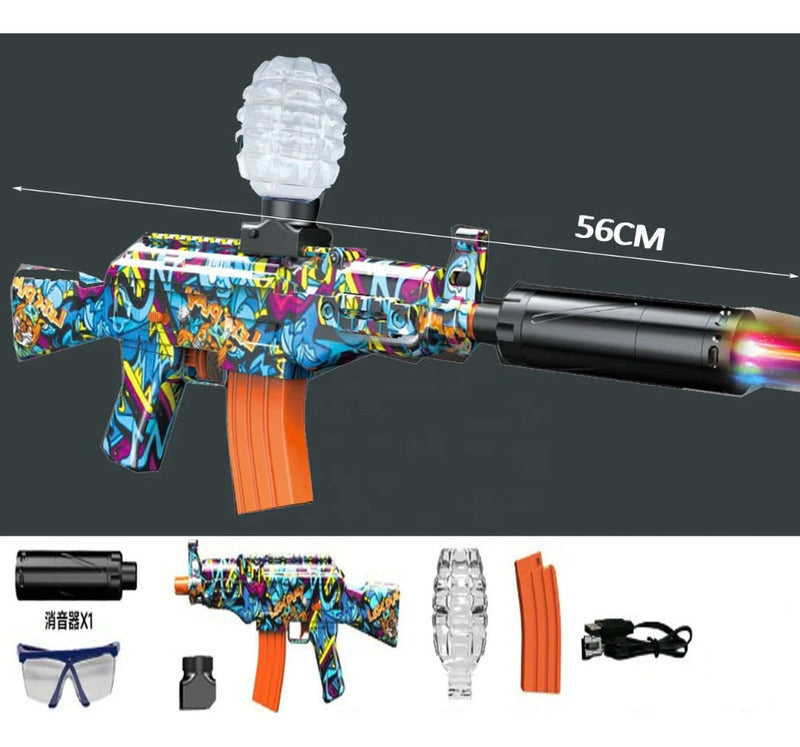 Rifle Zebbris Hidrogel Automática Ak47 Recargable Bolitas Gel
