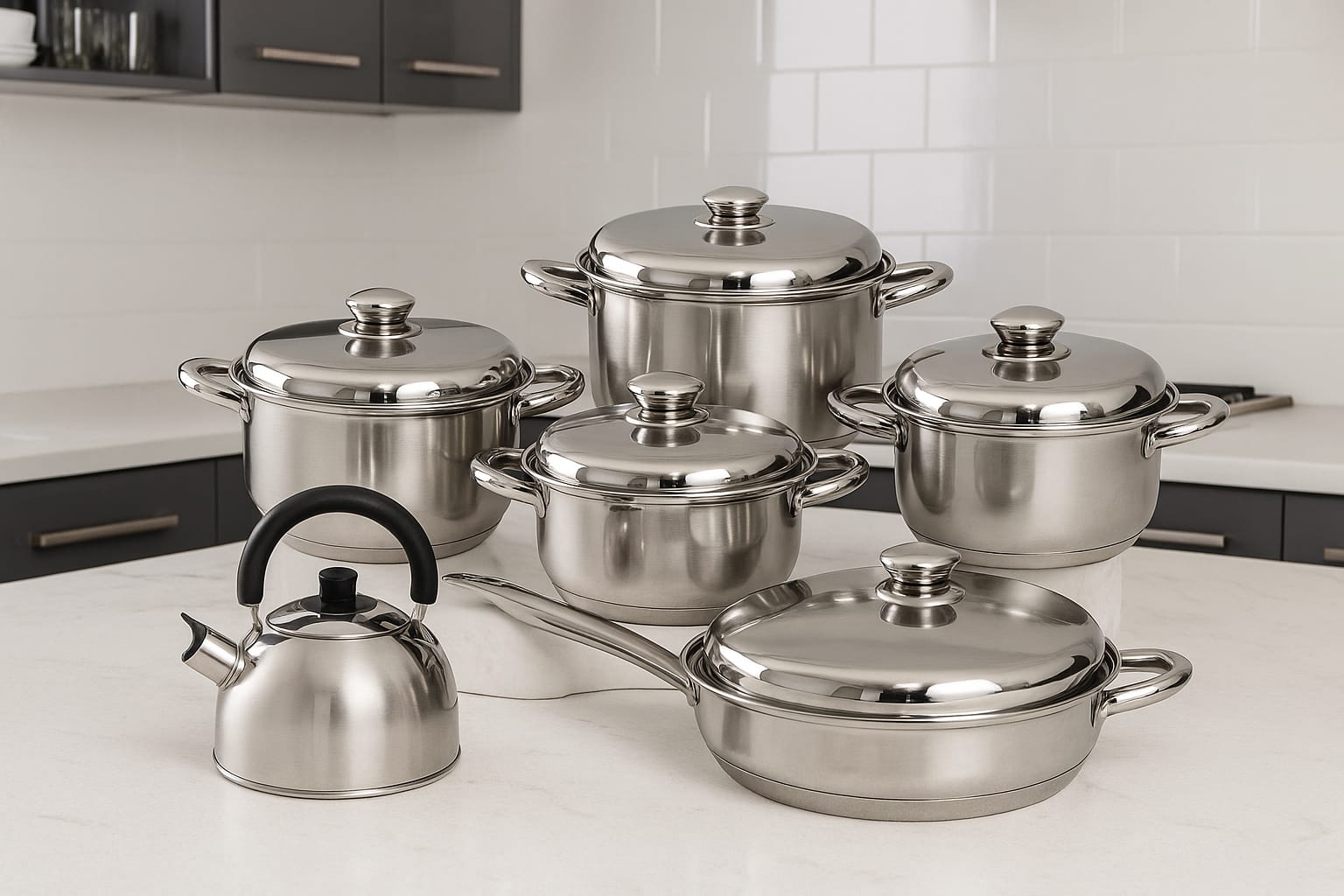 Ollas En Acero Quirurgico Inoxidable 13 Pz Hoffman