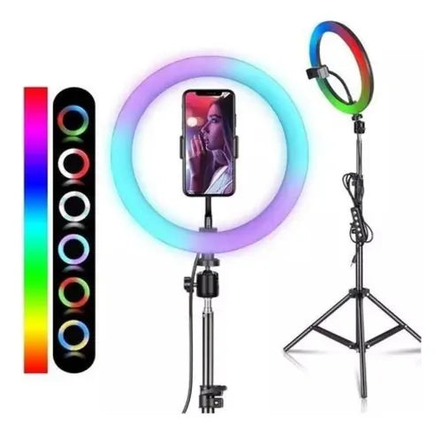 Aro De Luz Multicolor 26 Cm Rgb + Trípode