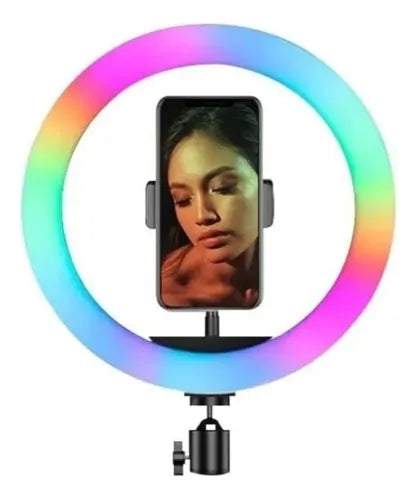 Aro De Luz Multicolor 26 Cm Rgb + Trípode