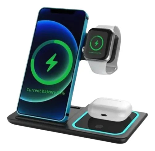 Cargador Inalámbrico Rápido 15w Standion 3 En 1