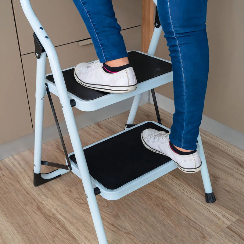 Escalera Zebbris Tubular Plegable De 3 Peldaños Masescaleras Negro/blanco